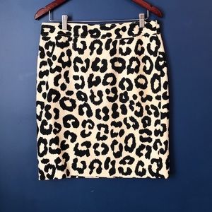 Loft Black and White Leopard Print Skirt Size 8
